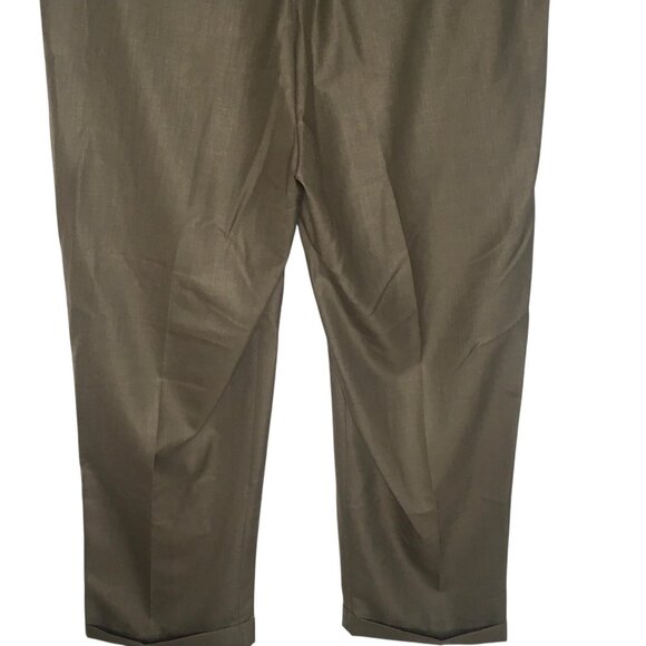 Perry Ellis America Dress Pants Mens 40x32 Brown Pleated Cuffed Front Slacks - Picture 15 of 16
